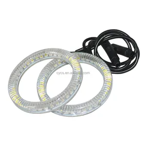 Luz do carro Branco Halo Anéis Dobro da cor dois-cor Âmbar Motocicleta Auto 70mm angel eyes anéis anjo smd olhos de anjo levou anel de olho