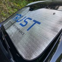Pare-soleil de pare-brise avant en aluminium, fonction anti-soleil, pliable, portable, pour usage extérieur, pare-soleil de voiture, couleur personnalisée, logo, pochette