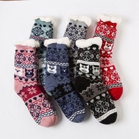 Personnalisé Dessin Animé Midi Pantoufles Chaussettes Doublées Hiver Étage Femmes Chaussettes Pelucheux Épais Chaud Épais Lourd Polaire Robe Chaussettes