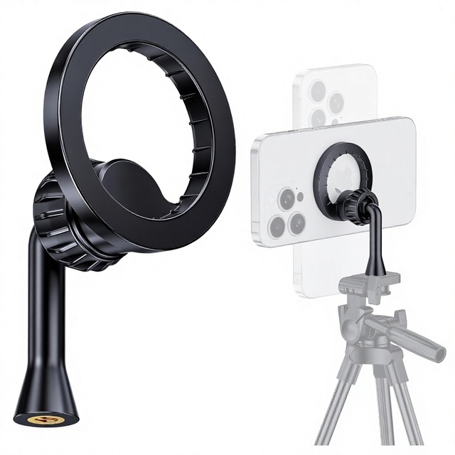 For Magnetic Phone Tripod Mount 360 Rotatable 1/4 Inch Screw Adapter Universal Cell Phone Holder Vlog Live Streaming Bed