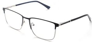 แว่นสายตาโลหะกึ่งไร้ขอบสำหรับผู้ชายกรอบโลหะด้านแว่นตาโลหะสี่เหลี่ยม