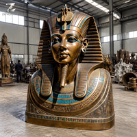 Buste de pharaon égyptien en bronze, sculpture moulée à la main, statue de roi avec patine antique pour hall d'hôtel, musée, villa et parc culturel