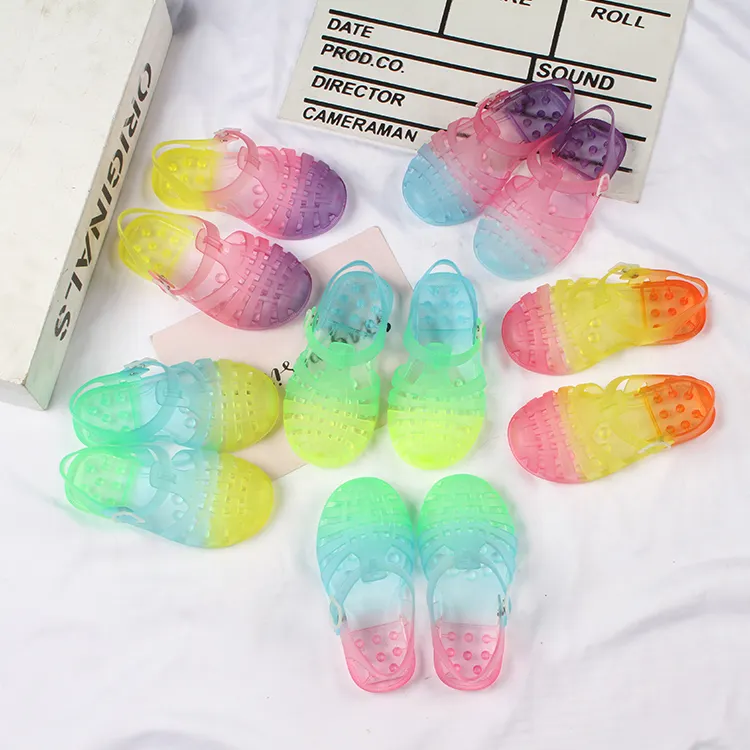 2022 Mini Helisha Neon Color Jelly Sandals Rubber Kids Boys and Girls Baby Toddler Kids Cute Girls Sandals Jelly Shoes