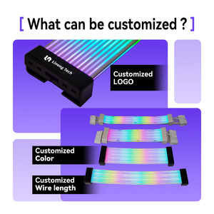 RGB PSU Cables Full White ARGB GPU Fuente de alimentación 5V3 500mm <span class=keywords><strong>Strimer</strong></span> Kit de cables de extensión Chaqueta atlética brillante de silicona - Product Image 3