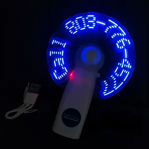 USB Rechargeable Handheld Custom LED Message Fan, Light up LED Flashing Text Mini Fan