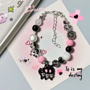 Conjunto de Pulseras de Cuentas Kawaii, Lindos Dijes de Gato Demonio y Fantasma, Joyería Gótica Pastel Harajuku, Accesorios Estéticos E-Girl para Uso Diario - Product Image 3