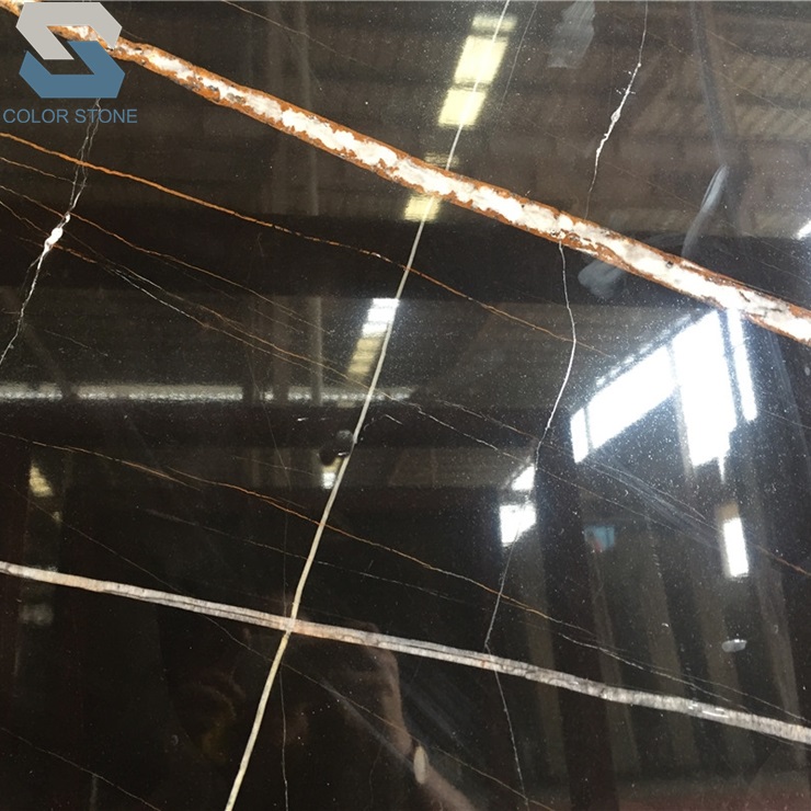 Итальянские Черные мраморные плиты Lauren с белыми венами