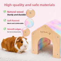 Rumah Babi Belanda, Tempat Persembunyian Guinea Pig, Kelinci Kerdil, Landak, Sarang Tidur, Warna Senada Sepanjang Musim, Bulu Hangat, Kayu, Tanpa Dasar