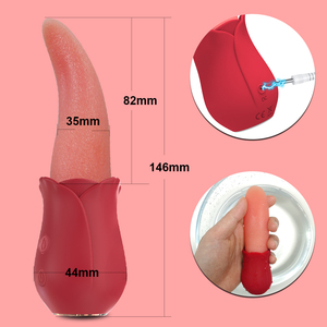 Vibratore realistico a forma di rosa con lingua per stimolazione clitoridea e capezzoli, giocattolo sessuale per donne e coppie adulte 18+ (dropship) - Product Image 6