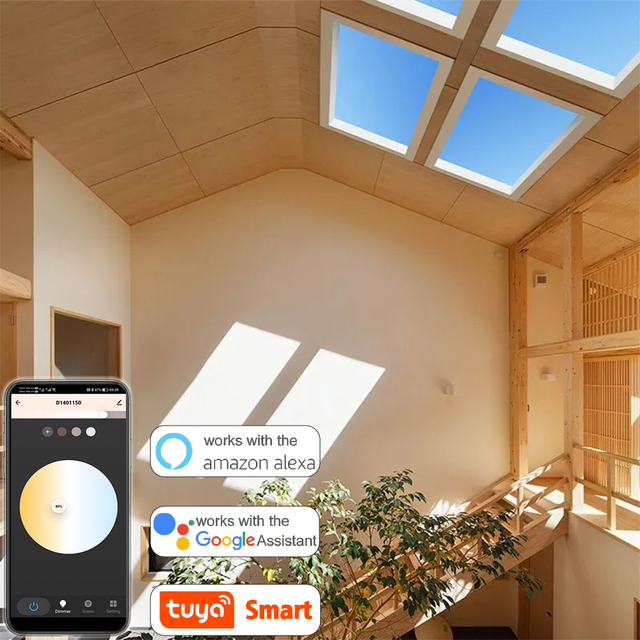 300*600mm Virtual Roof Window Skylight 50W High CRI CCT Adjustable LED Blue Sky Ceiling Light Panel Roof Window
