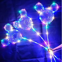 Ballon bobo lumineux à DEL de 18 pouces du fabricant pour les festivals et les fêtes avec mât pour le Nouvel An Thanksgiving