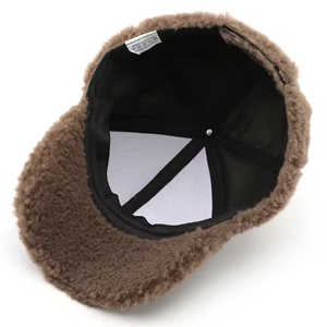 Gorro de Béisbol de Invierno para Mujer, Lana de Cordero, Color Sólido, Cálido, con Visera, Gorro de Forro Polar para Viajes al Aire Libre, Ajustable, Regalo Promocional - Product Image 5