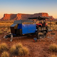 Remorque porte-équipement tout-terrain à double essieu pour VTT et UTV, à plateau ouvert, pour le camping et les voyages en overland