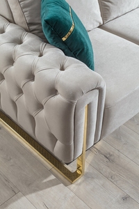 Divano Winforce in Velluto Bianco di Lusso, Design Moderno per <span class=keywords><strong>Soggiorno</strong></span>, Set di Divani Chesterfield per Casa, Hotel, Ufficio - Product Image 3