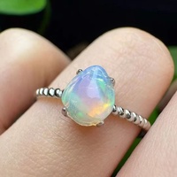 Bague en argent sterling 925 torsadée avec opale éthiopienne naturelle de forme libre, sertie à la main, opale éclatante, bijou bohème pour femme, cadeau de guérison