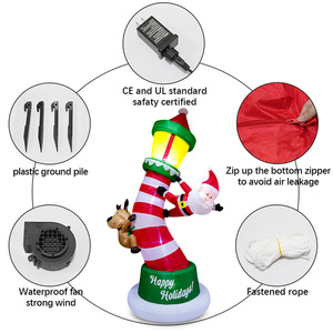 Nuevo Modelo Inflable Navideño de 2.7 Metros con Luces LED, Reno y Santa Claus Escalando un Faro, Decoración para Patio - Product Image 5