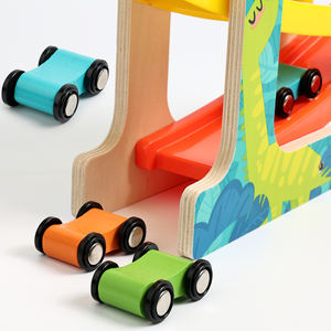 Детская деревянная игрушка-машинка: четырехуровневая горка-лестница, разноцветная деревянная гоночная трасса, развивающая игрушка для детей - Product Image 4