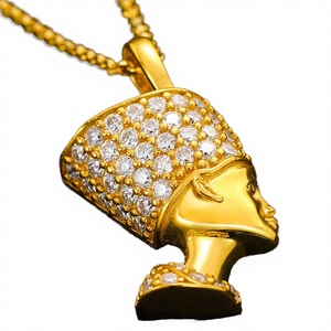 Envío Directo, Nuevo Collar con Colgante de Faraón con Moissanita VVS, Joyería Fina, Plata de Ley, Chapado en Rodio, Cadena de Eslabones, Estilo Hiphop - Product Image 2