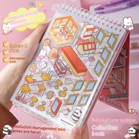 Livre d'autocollants PET Scène de mini-maison Ours Lapin Panda, Autocollants de construction 3D stéréo pour Journal, DIY, Jeu de simulation, Scrapbook, Papeterie