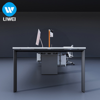 LIWEI Poste de travail modulaire extensible en bois moderne pour 4 personnes avec cloisons pour usage commercial en bureau
