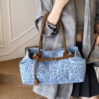 Sac fourre-tout en toile imprimé léopard vintage pour femme, nouvelle collection automne/hiver 2026, sac à main élégant et polyvalent en polyester de luxe