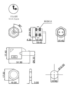 JK002 yüksek kaliteli elektrikli Scooter kilit 12mm delik boyutu temizleme araba kilit anahtarı güç kilidi