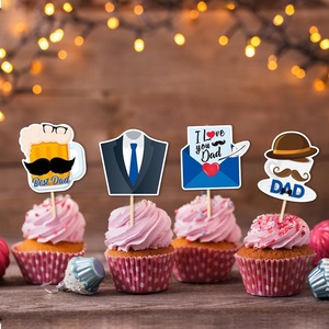 Nouveauté Fête Fête des Pères Anniversaire Décorations Fête Fête des Pères 8 Pièces Ensemble de Toppers pour Cupcakes Joyeuse Fête des Pères Piques à Gâteau Thème <span class=keywords><strong>Papa</strong></span> - Product Image 2