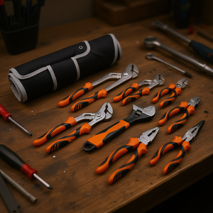 Juego de 8 alicates de acero al carbono de 12, 10 y 8 pulgadas: Alicates de ranura, Alicates de línea, Alicates de punta larga, Alicates de corte diagonal. Herramienta para mantenimiento del hogar. - Product Image 2