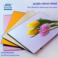 Plaque de miroir acrylique colorée, or, transparente et givrée, miroir en plastique durable à haute transparence pour mur, meubles et décoration intérieure