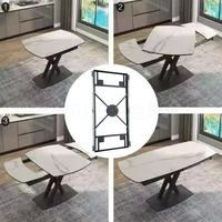 Table à manger rectangulaire multifonctionnelle moderne en fer, pliable, portable, rotative, extensible, mécanisme convertible, gain de place