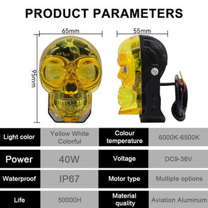 Faros Delanteros LED con Diseño de Calavera, Luces Antiniebla para Motocicleta, Color RGB, Resistentes al Agua IP67, 2 Lentes, Garantía de 2 Años - Product Image 4