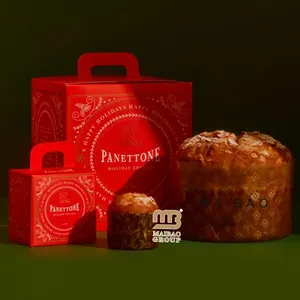 Caixa de sobremesa para pão doce e pastelaria com logotipo personalizado, caixa de presente para sobremesa, mini de luxo, 1kg, para padaria, panettone classico