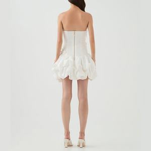 <b>Top</b> Quality Custom Sexy Women's Floral Layered Ruffles Cotton Mini Dress Strapless <b>Bubble</b> <b>Hem</b> Mini Dress for Female - Product Image 2