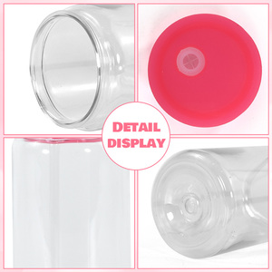 Vente en gros de gobelet de 16oz en forme de canette de bière sans BPA, canette en <span class=keywords><strong>verre</strong></span> de bière transparent en plastique acrylique avec couvercle coloré - Product Image 4