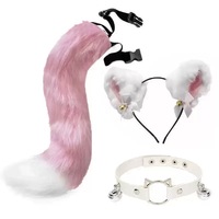 Ensemble queue et oreilles de renard, kit de queue de renard en fausse fourrure avec oreilles, clochettes et collier pour déguisement d'Halloween, de Noël ou de jeu de rôle