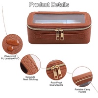 Boîte à pinceaux de maquillage multifonction en cuir PVC PU élégant, léger, fait main, logo personnalisé OEM