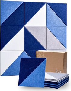 18pcs Felt Wall Tiles Bulletin Board Marine Blue White Panels Modular Decorative Wall Boards for Home Office <strong>Kids</strong> Room - Product Image 1