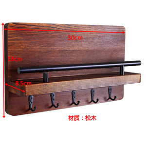 Wooden <b>Wall</b> <b>Mounted</b> <b>Shelf</b> Key Holder Storage Rack Entryway Organizer Rectangle Multi Purpose Dustproof No Drilling - Product Image 2
