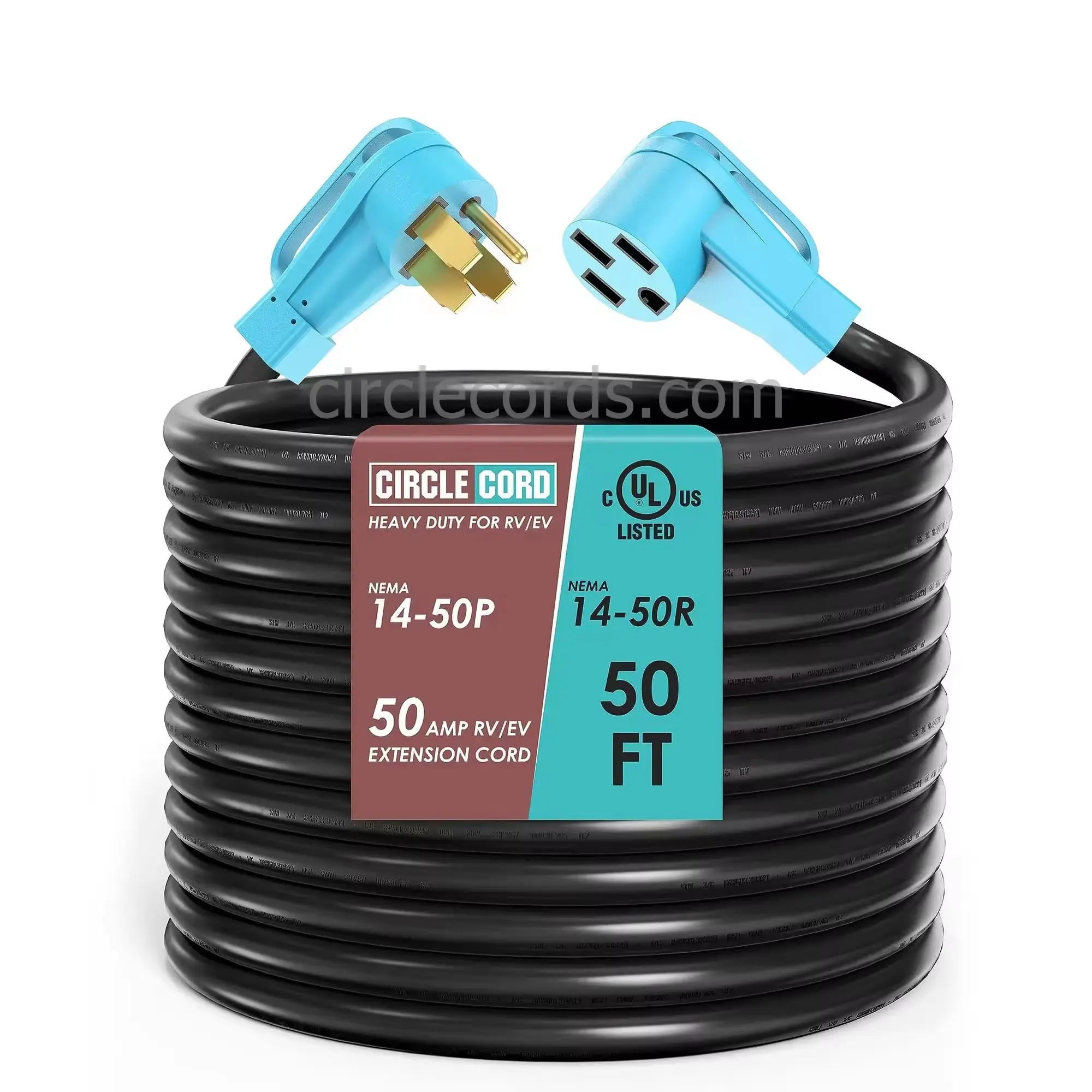 Caravan Accessories 14-50P to14-50R RV/EV 50amp Outdoor 50 Ft Extension Cord for Trailer Motorhome Camper