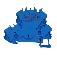Morsetto a gabbia passante a doppio terminale blu, nuovo di zecca, originale tedesco, disponibile in magazzino, per guida DIN 2.5mm² (2002-2204)