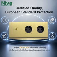 Prise murale standard européenne Niva Schuko avec 2 prises, interrupteur à bascule, panneau en acier inoxydable, 16A 250V, solution électrique domestique