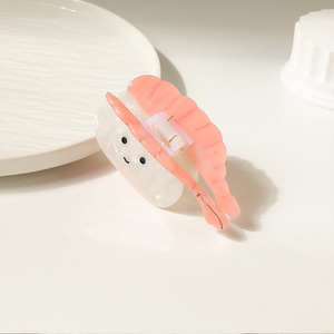 Nouvelle crevette Sushi acétate épingle à cheveux rose doux pince à cheveux dos de la tête épingle à cheveux requin pince coiffure mignon cheveux accessoires - Product Image 5