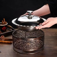 Nouveau réchaud de style rétro ajouré créatif en acier inoxydable non revêtu, chauffage au combustible solide, isotherme, noir