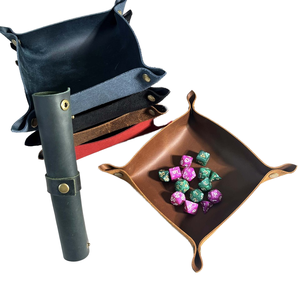 Plateau à dés DND en cuir véritable avec sangle Plateau en cuir RPG Plateau de valet <span class=keywords><strong>Crazy</strong></span> Horse Plateau à dés roulant en cuir - Product Image 4