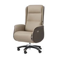 Chaise de bureau ergonomique confortable en cuir, inclinable, pivotante, avec assise réglable, structure en bois et accoudoirs articulés pour utilisation informatique