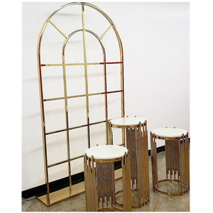 ซุ้มแต่งงานสแตนเลสสีทองปรับแต่งได้ ตกแต่งพื้นหลังด้วยตาข่ายโลหะ ขนาด 120 ซม.*240 ซม. ทันสมัย สวยงาม ทนทาน ใช้ตกแต่งบ้าน - Product Image 6