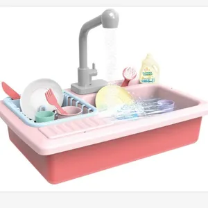 Игрушечный набор для кухонной раковины, детские игрушки для воды с электронной посудомоечной машиной, принадлежности для ролевых игр
