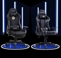 Chaise de gaming de course pivotante en cuir RGB avec accoudoirs 2D et repose-pieds, design personnalisé, style exécutif, contemporaine, pour usage commercial et domestique