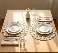Elegante Schmetterling-Schleife Gold PVC Runde Tischsets Rutschfest Hitzebeständig Umweltfreundlich für Esszimmer Hochzeit Party Dekoration