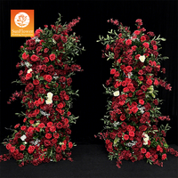 Arche de fleurs de mariage en fer Sunwedding avec roses en soie - Couleur et taille personnalisables pour les décorations de mariage, d'Halloween et de Noël
